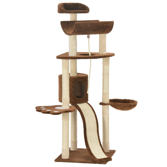 vidaXL kattetræ med sisal-kradsestolper 145 cm brun