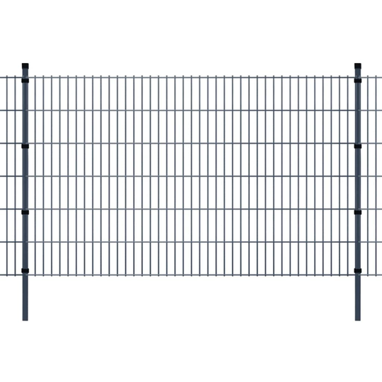 vidaXL 2D paneler og pæle til havehegn, 2.008x1.230 mm, 38 m, grå
