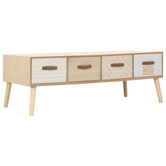 vidaXL sofabord med 4 skuffer 110 x 50 x 40 cm massivt fyrretræ