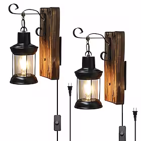 ledet vegglampe vintage stil enkelt hode industriell vintage retro tre metallmaleri farge vegglampe lampetter lysarmatur med 6ft plugg i ledningen og av / på b