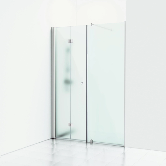 Svedbergs Skoga Dusjnisje Leddet Kombi (Vegg+dør) Matt Aluminium / 140cm Frostet Glass