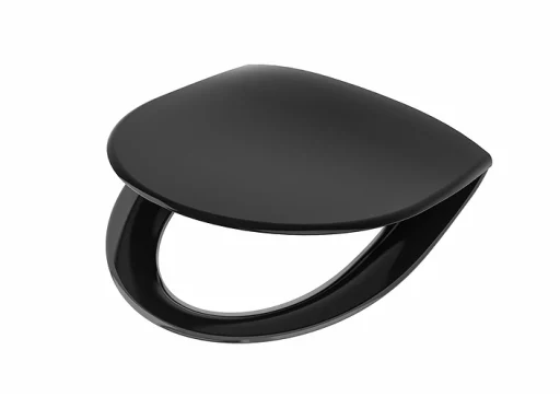 Ifö Spira toalettsete m/krom-beslag, soft-close & quick-release, sort