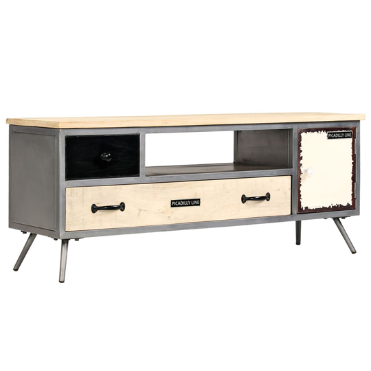 vidaXL TV-skab massivt mangotræ og stål 120 x 30 x 45 cm