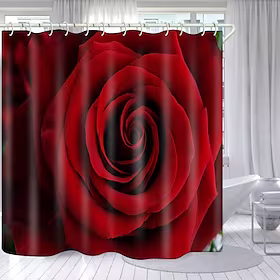 valentine's day dusjforheng, blomsterrose bad dusjforheng kroker moderne polyester vanntett