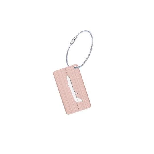 Bagasjelapp i Aluminium med Flymotiv - Rose Guld