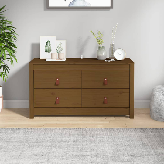 vidaXL sideskab 100x40x54 cm massivt fyrretræ gyldenbrun