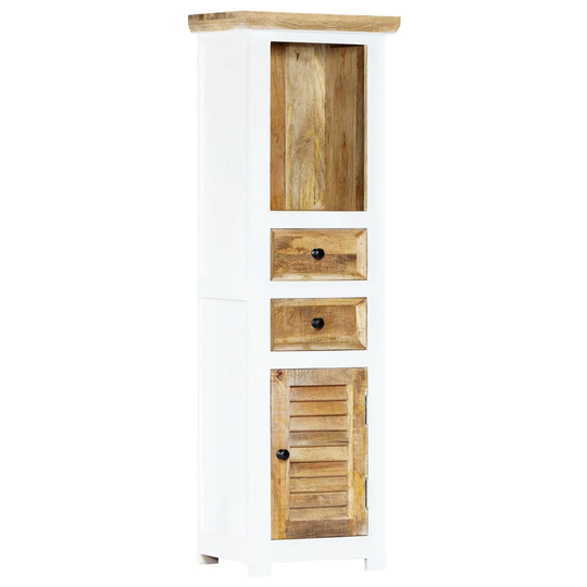 vidaXL højskab 40 x 30 x 128 cm massivt ru mangotræ hvid og brun