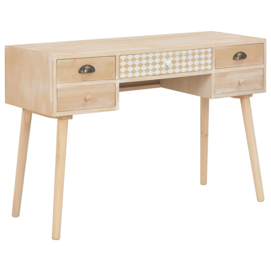 vidaXL skrivebord med 5 skuffer 114 x 40 x 75,5 cm massivt fyrretræ