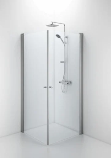 Ifö Space rett dør m/knoppgrep 60 cm, Klart glass/Alu profil - Kun 1 dør