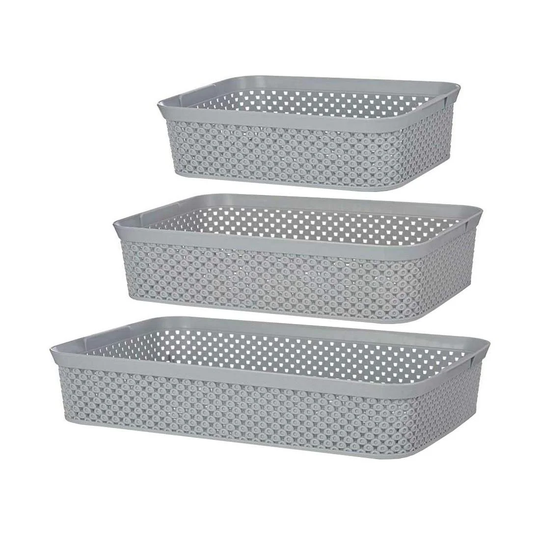3x Opbevaringsbokse - Grå