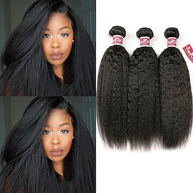3 pakker Hårvever Brasiliansk hår Yaki Straight Hairextensions med menneskehår Ekte remy-hår Hårbunder med 100 % remy-hår 300 g Menneskehår Vevet Hairextension