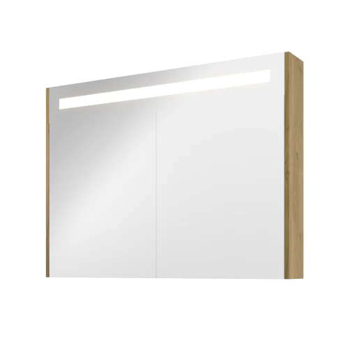 Sanibell Proline speilskab m/LED-belysning, 100x74cm, ideal eik paneler