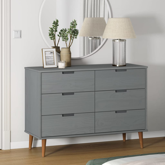 vidaXL kommode 113x40x80 cm massivt fyrretræ grå