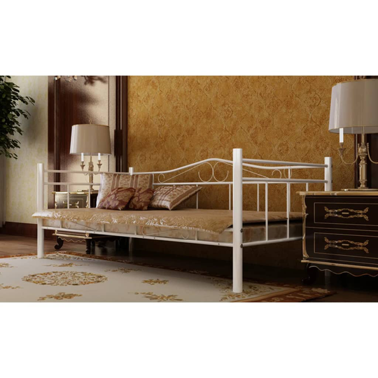 vidaXL daybed med madras i memoryskum 90x200 cm metal hvid