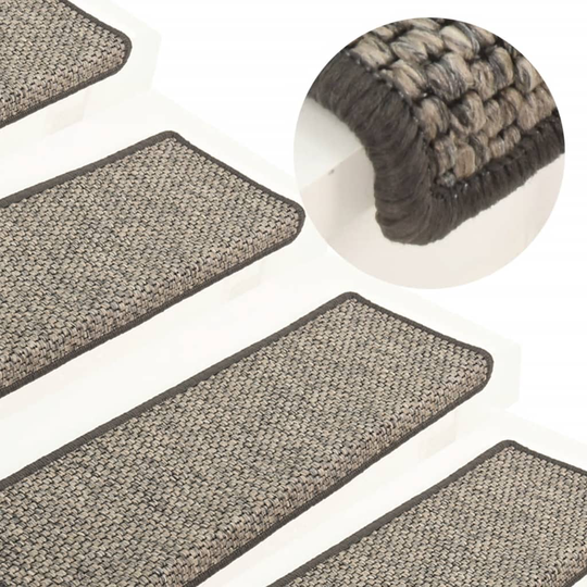 vidaXL selvklæbende trappemåtter 15 stk. 65x25 cm sisal-look grå beige