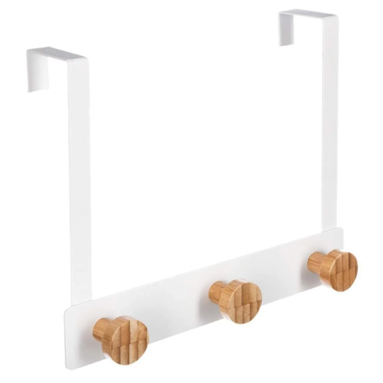 Dørbøjle, hvid / bambus - 3 kroge