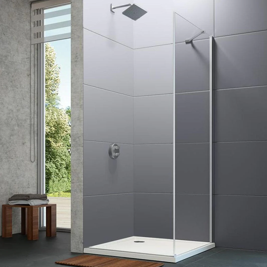 Huppe Design Pure Fast Sidevegg 75,5-97cm Sølv / 100cm Klart Glass