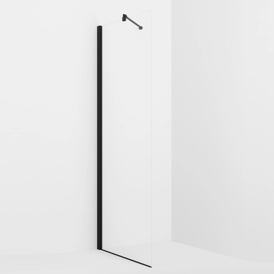 Vikingbad Liam Glassfelt Rett H193cm Svart Matt / 90cm Klart Glass