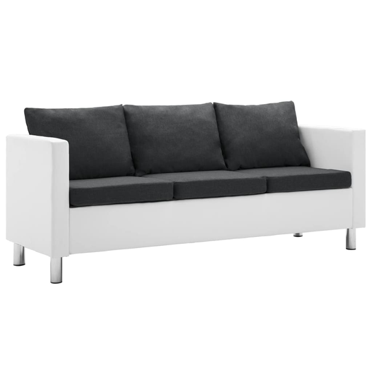 vidaXL 3-personers sofa kunstlæder hvid og mørkegrå