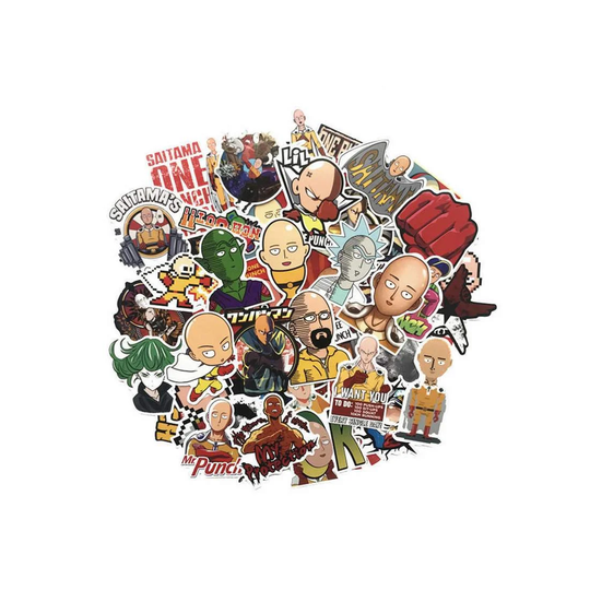 Klistermærke, 50 stk - One Punch Man