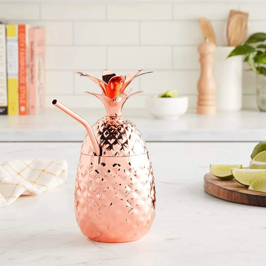Ananas krus med sugerør - Kobber finish