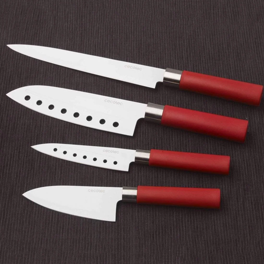 Santoku Knivsæt, 4 Dele - Rød