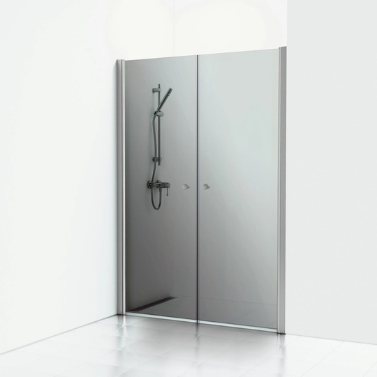 Svedbergs Skoga Dusjnisje Rett Dobbel Krom / 138cm Røkfarget Glass