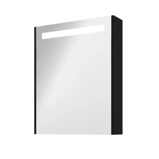 Sanibell Proline speilskab m/LED-belysning, 60x74cm, matt sort paneler