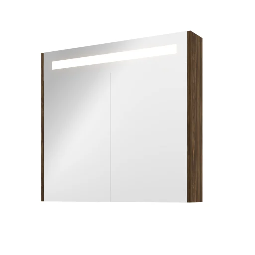 Sanibell Proline speilskab m/LED-belysning, 80x74cm, cabana eik paneler