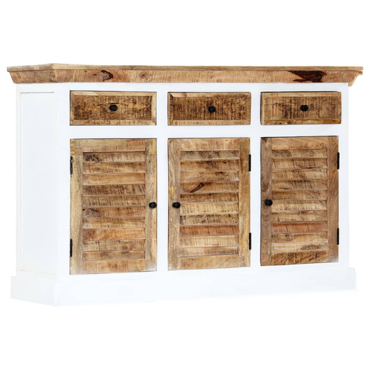 vidaXL skænk 140 x 40 x 90 cm massivt ru mangotræ hvid og brun