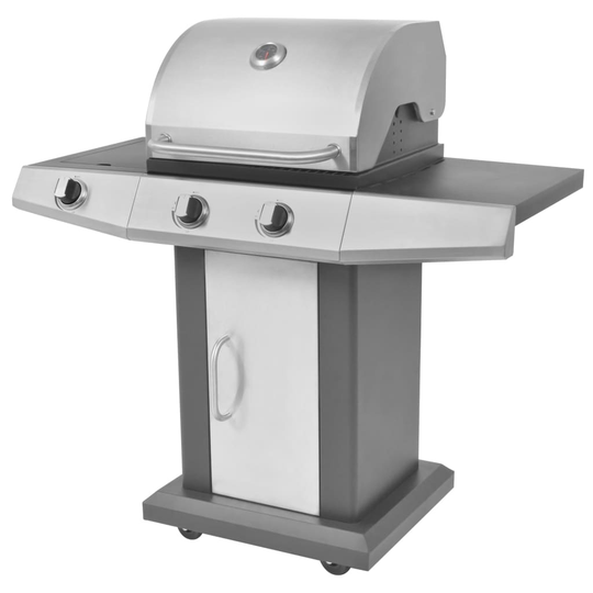 vidaXL gasgrill 2 + 1 grillzoner sort og sølvfarvet