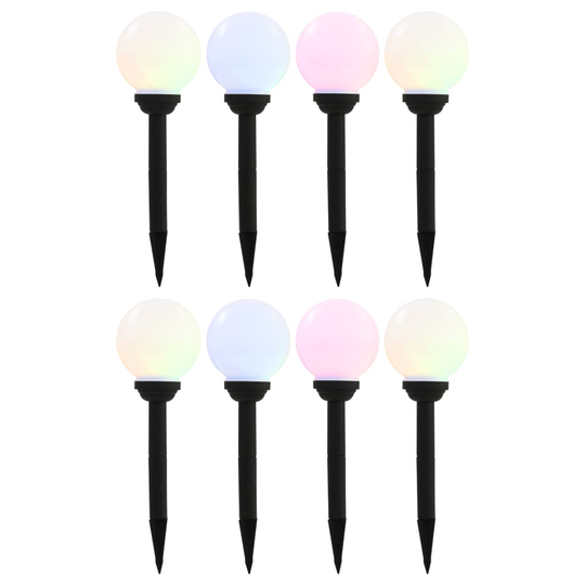 vidaXL udendørs solcellelamper 8 stk. LED kugleformet 15 cm RGB