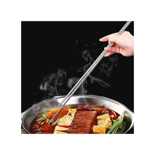 Lange spisepinde / chopsticks i rustfrit stål - 38 cm
