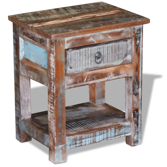 vidaXL sidebord med 1 skuffe 43x33x51 cm massivt genbrugstræ