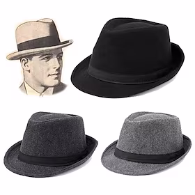 Den store Gatsby Gangster Retro / vintage De livlige 20-årene 1920-tallet Alle årstider Panamahatt Herre Alle Tenåring Kostume hatt Årgang Cosplay Fest Festiva