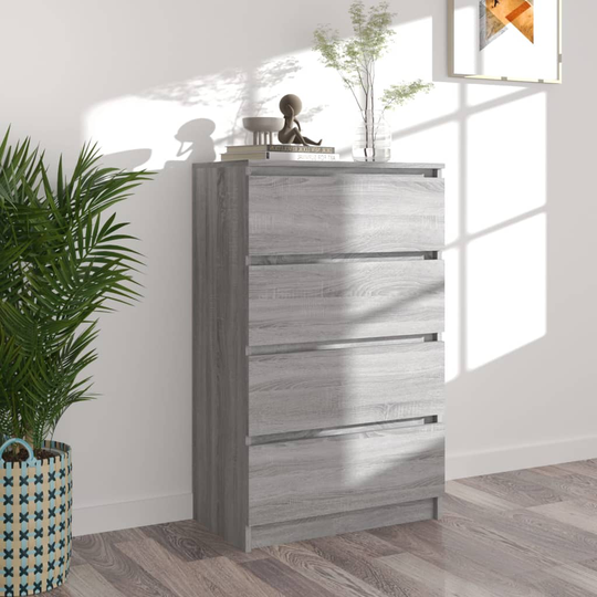 vidaXL kommode 60x35x98,5 cm konstrueret træ grå sonoma-eg