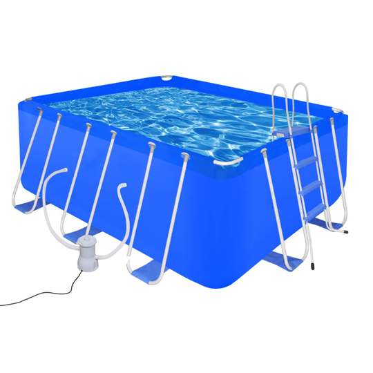 vidaXL swimmingpool med stige og pumpe 400 x 207 x 122 cm stål