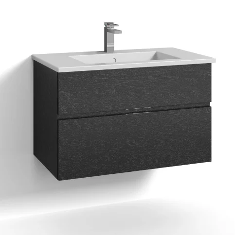 Svedbergs Forma servantskap m/2 skuffer & integrert grep, 80x45cm, sort eik