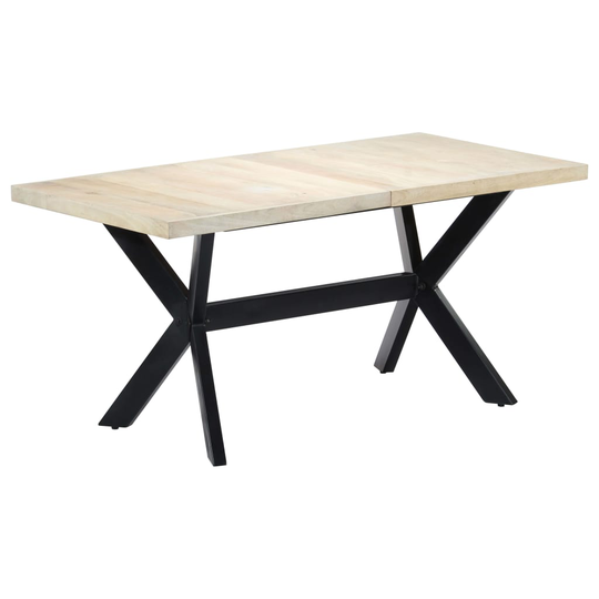 vidaXL spisebord 160 x 80 x 75 cm massivt mangotræ hvid