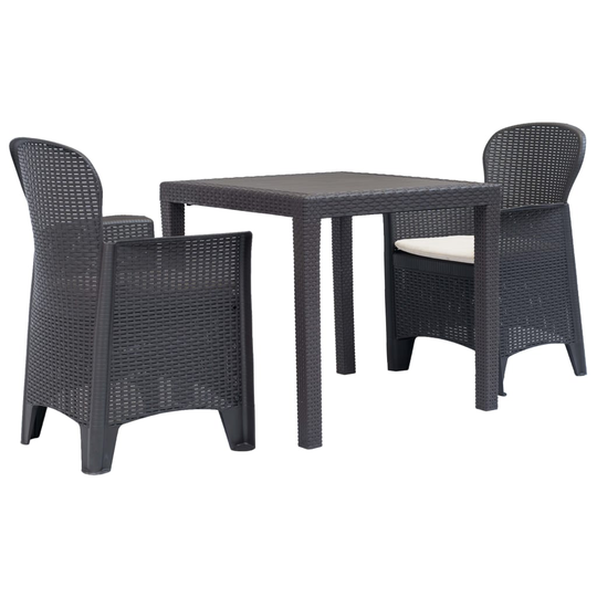 vidaXL bistrosæt 3 dele plastik rattan-look brun