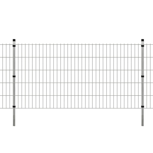 vidaXL 2D paneler og pæle til havehegn, 2.008x1.030 mm, 44 m, sølvgrå