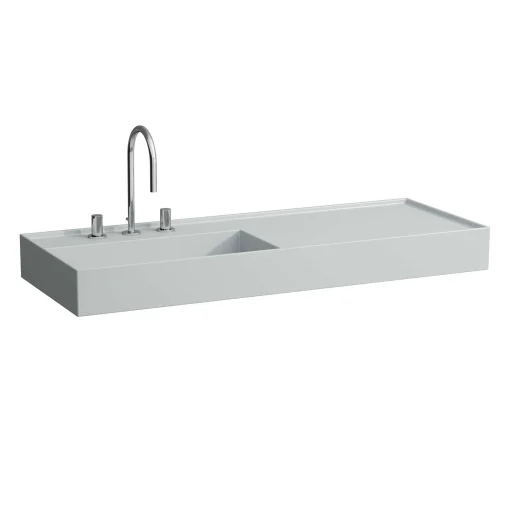 Kartell Laufen håndvask, 120x46 cm, hylle til høyre, matt grå
