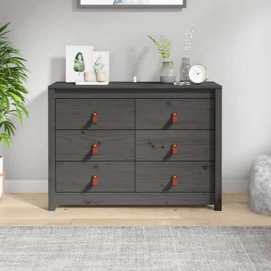 vidaXL kommode 100x40x72 cm massivt fyrretræ grå