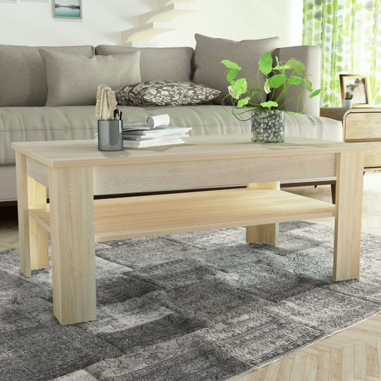 vidaXL sofabord spånplade 110 x 65 x 48 cm egetræ