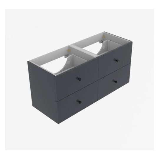 Vikingbad MIE Slett Servantskap - Mål: B(60-200)Xh57xd46 cm Mørk grå / 140cm Dobbel
