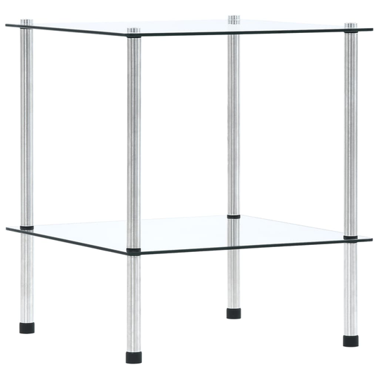 vidaXL glasreol 2 niveauer 40x40x47 cm hærdet glas transparent