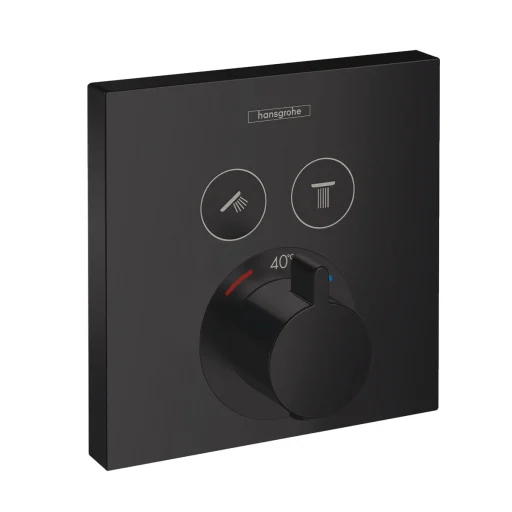 Hansgrohe ShowerSelect termostatarmatur t/innbygging m/avsperring til 2 uttak, matt sort