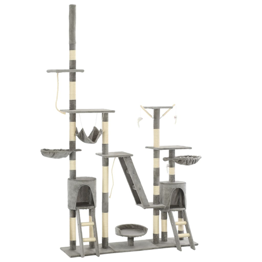 vidaXL kradsetræ til katte med sisal-kradsstolper 230-250 cm grå