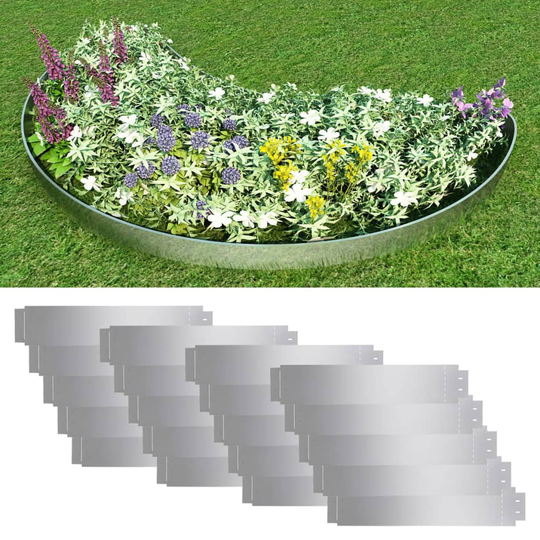 vidaXL sæt med bedkanter 20 stk. galvaniseret stål 100 x 20 cm