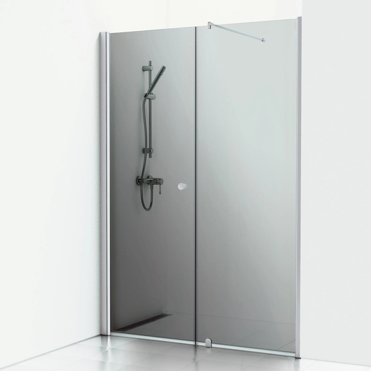 Svedbergs Skoga Dusjnisje Rett Kombi (Vegg+dør) Matt Aluminium / 200cm Røkfarget Glass